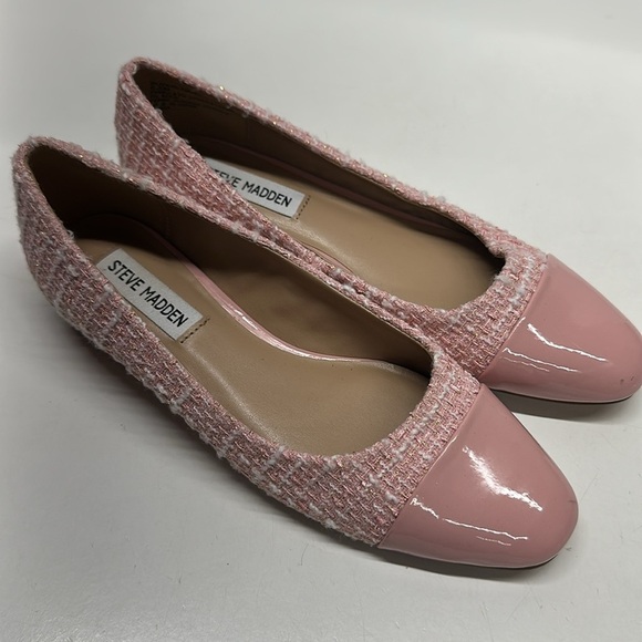 Steve Madden Blair Ballet Flats Loafers Shoes Textured Tweed Plaid Pink Size 6.5 - Picture 5 of 11